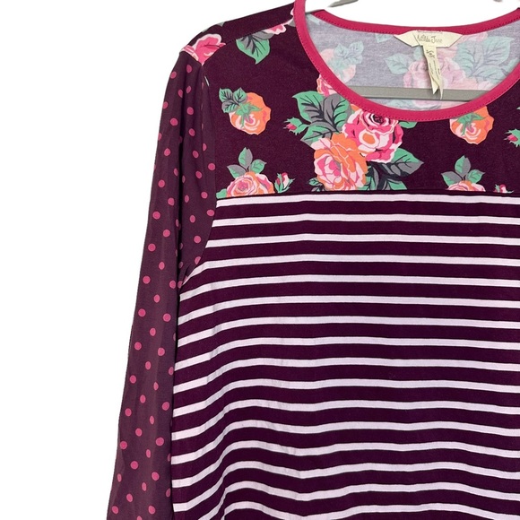 Matilda Jane Calling Bird Tee Medium Purple/Pink Stripe & Polka Dot Size M A528 - Picture 2 of 8